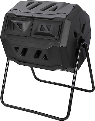 #ad #ad Outdoor Compost Bin Dual Chamber Tumbling Composter Rotating W Sliding Doors amp; S $97.85