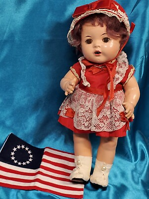 Antique Dream Baby Compostion Antique Doll 11quot; full Betsy Ross costume tin eyes $275.00