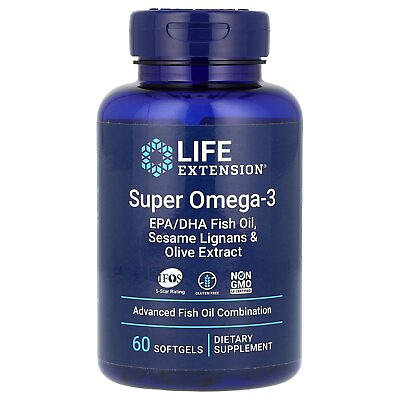 #ad Super Omega 3 EPA DHA Fish Oil Sesame Lignans amp; Olive Extract 60 Softgels $16.94