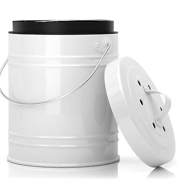 #ad Cooler Kitchen 1.3 Gallon White Countertop Compost Bin Kitchen Compost bin ... $45.57