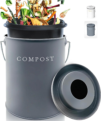 #ad Kitchen Compost Bin for Countertop amp; Indoor Use Odorless Composting Bin with L $42.36
