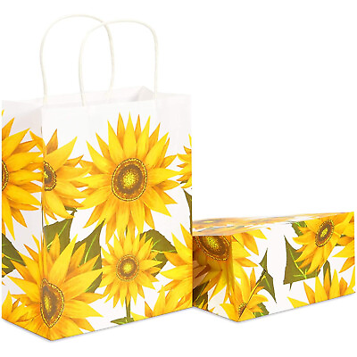 24 Pack Medium Sunflower Paper Gift Bags with Handle for Birthday Party 8 x 4quot; $18.99