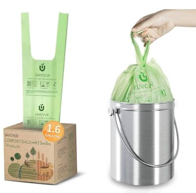 #ad Compostable Bags with Handles 1.3 1.6 Gallon100 CountSmall Compost Bags for... $24.04