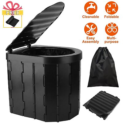 #ad Upgrade XXL Portable Folding Toilet for Camping Compact Camping Potty with lid $27.22