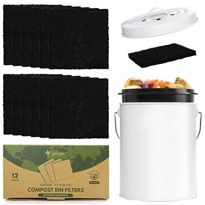 #ad Charcoal Filters for Compost Bucket 3.5 inch Square Pack of 12 Small Compos... $19.72