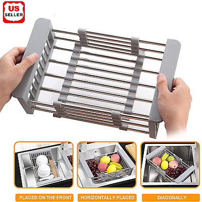 #ad #ad Adjustable Stainless Steel Kitchen Dish Drying Sink Rack Drain Strainer Basketjamp; $12.98