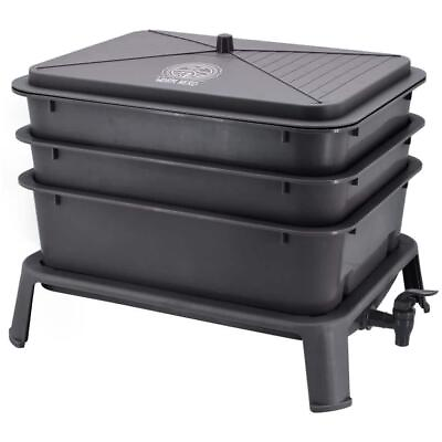 #ad Arcadia Garden Products Worm Composting Bin Kit 13.7quot; H Large In Black 4 Tray $78.52