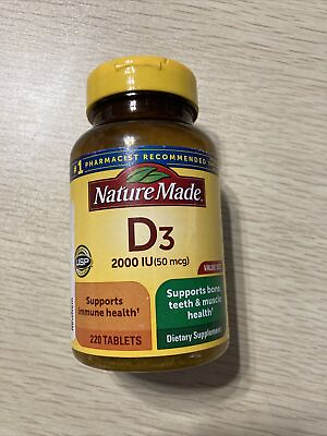 #ad Nature Made vitamin D3 2000 IU Support immune Health 220 Tablet Exp 10 25 $12.98