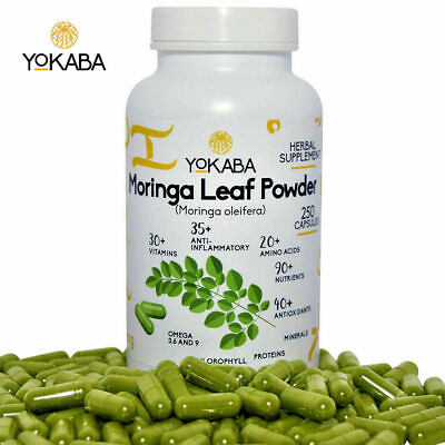 250 Capsules Moringa Oleifera Leaf Powder 5000mg Organic YOKABA $12.72