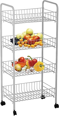 #ad #ad 4 Tier Fruits and Vegetables Storage Rack Steel Kitchen Holder White $48.01