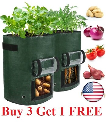 #ad 7 10 Gallon Nursery Planting Bag Pot Planter Growing Garden Vegetable Container $7.49