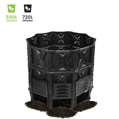 #ad 540L 143 Gallon Large Garden Composter Bin BPA Free Compost Waste Bin $52.99