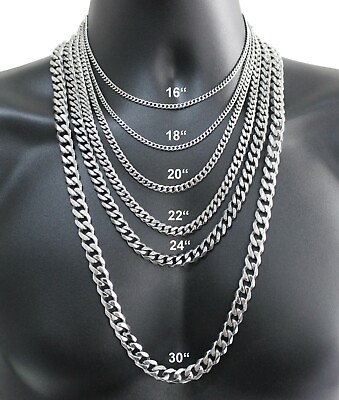 Stainless Steel Cuban Curb Chain Silver 16quot; 30quot; Men Choker Necklace 3 5 7 9 11mm $5.69