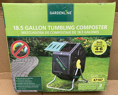 18.5 Gallon Tumbling Composter Bin Spinning Garden Waste Soil Aeration $69.95