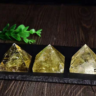 Natural Yellow Citrine Quartz Crystal Pyramid Healing Rock Energy Gemstone Tower $13.49