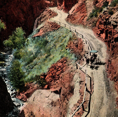 #ad #ad Ute Pass Horse Drawn Carriage Red Rock Path River Manitou CO Vintage Postcard A5 $5.86