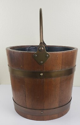 #ad Antique Large England Oak and Copper Bucket with Insert 11quot; H x 12quot; W  $149.00