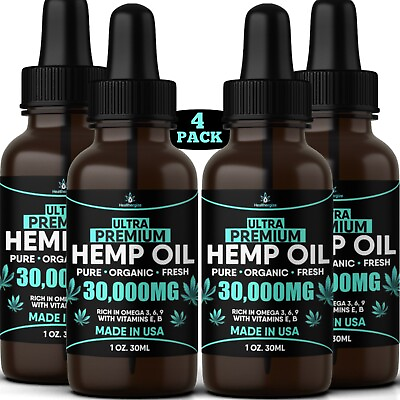 Best Hemp Oil Drops for Pain Relief Stress Sleep PURE ORGANIC 30000mg $14.99