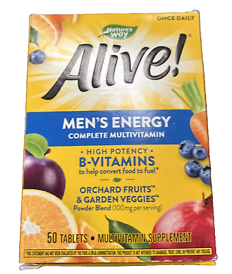 #ad Nature#x27;s Way Alive Men’s Energy Complete Multivitamin 50 Tablets EXP 04 2024 $9.99