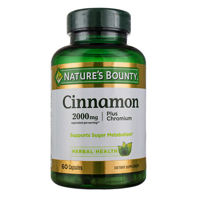 #ad Nature#x27;s Bounty Herbal Health Cinnamon Chromium Capsules 2000 mg 60 Ct $14.17