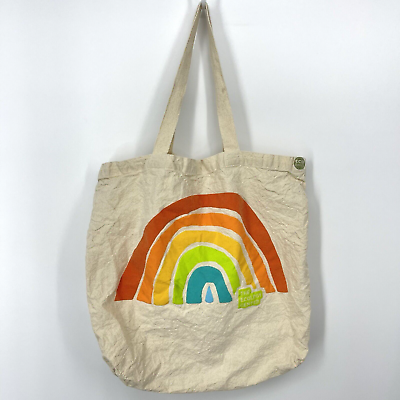 #ad #ad Eco Bag Canvas Tote Bag Shopper Rainbow Double Handle Ecology Center Recycled $15.00