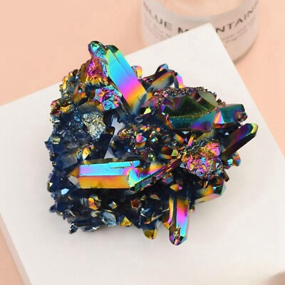 #ad #ad 100g Natural Rock Rainbow Aura Titanium Quartz Crystal Cluster Specimens Healing $11.99