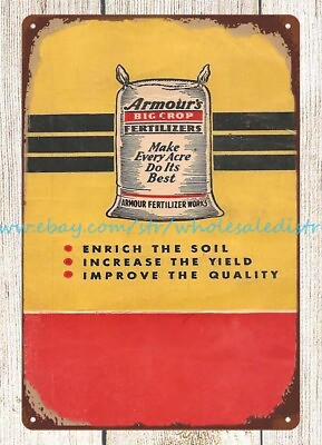 #ad 1949 Armour#x27;s Big Crop Fertilizer metal tin sign bedroom inspiration $18.97