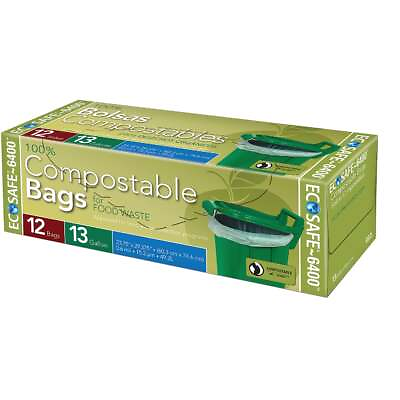 #ad #ad EcoSafe 6400 13 Gal. Compostable Green Trash Bag 12 Count C032194S Eco Safe $16.49
