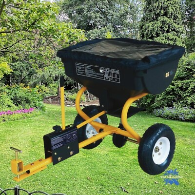 #ad 85 Lb Tow Behind Broadcast Spreader Rust Proof Poly Hopper Universal Hitch Pin $161.95