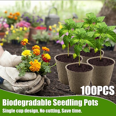 100PCS Biodegradable Nursery Pots Garden Plant Grow Seedling Planting Pots US $18.95