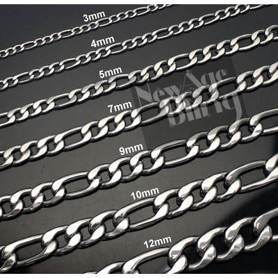 Stainless Steel Figaro Chain 7quot; 30quot; Men Women Necklace 3 4 5 7 9 10 12mm $7.12