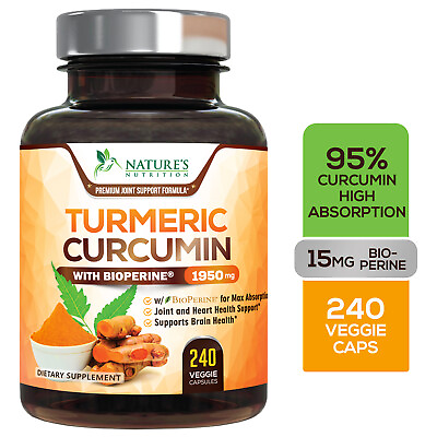 Turmeric Curcumin Highest Potency 95% 1950mg with BioPerine Black Pepper Extract $30.82