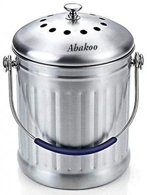 Abakoo Compost Bin 1.8 Gallon Stainless Steel 304 Kitchen Composter Charcoal $50.99