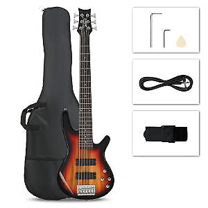 Glarry Full Size GIB 6 String H H Pickup Electric Bass Guitar Accessories Sunset $107.99